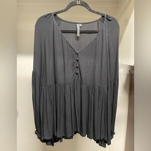 Semi Shear Black Flowy Top